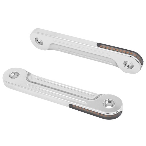 Horquilla LED frontal empotrada cromada señal de giro soporte de funcionamiento luz apta para Harley FLH - Imagen 12 de 20