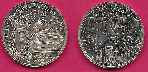ROMANIA 50 BANI 2012 UNC NEAGOE BASARAB VOIVODE PRINCE OF WALLACHIA,LARGE 50 ABO
