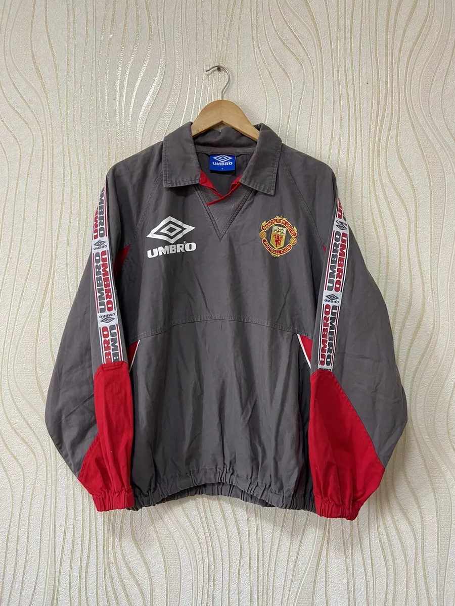 MANCHESTER UNITED 1995 1996 FOOTBALL SOCCER DRILL TOP JACKET UMBRO sz M  MENS GRA