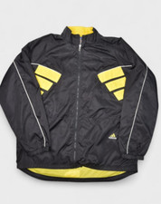 Vintage Adidas Jacket Mens XL Black Yellow Soccer Track Warm Up Windbreaker Logo
