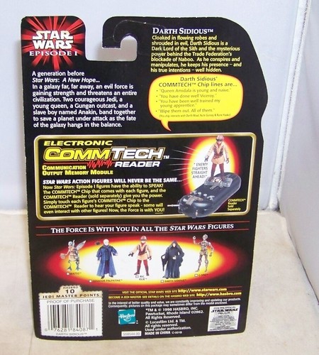 1998 HASBRO STAR WARS EPISODE I COLLECTION 2 DARTH SIDIOUS COMMTECH 84087 NIP - Picture 3 of 3