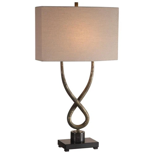 Uttermost Talema Steel and Marble Table Lamp in Aged Silver and Light Beige - Picture 1 of 5