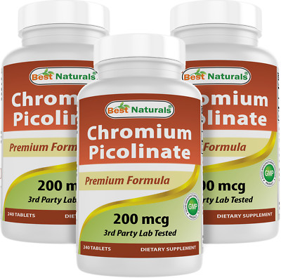 3 Pack Best Naturals Chromium Picolinate Tablet, 200 mcg, 240 Count