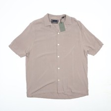 NEW All Saints Brown 'Venice' SS Viscose Short Sleeved Casual Shirt Size XL