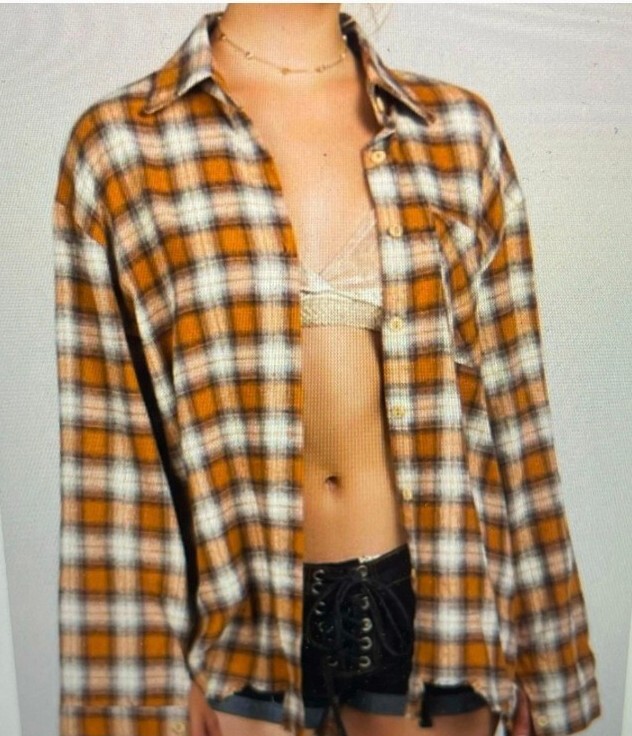 POL Deconstructed Hem Button Front Plaid Shacket … - image 1