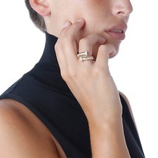ALBERTO MILANI - PIAZZA MERCANTI 14K Oro Amarillo Tubogas Diamante Contrarie Rin...