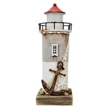 Wooden Nautical  Lighthouse Decor with Light Rustic Ocean Sea Beach Handcrafted