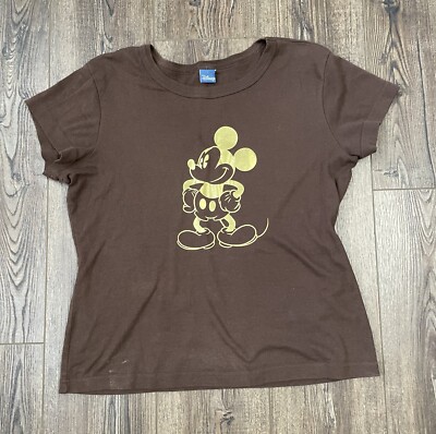 Disney Mickey Mouse Brown Gold short sleeve t-shirt Large
