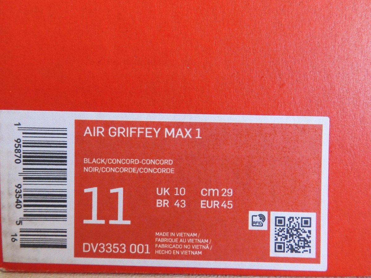 Nike Air Griffey Max 1 in Black/Concord, Size 11​ Amazon.com | Nike mens Air Griffey Max 1, Black/Concord  main image 2