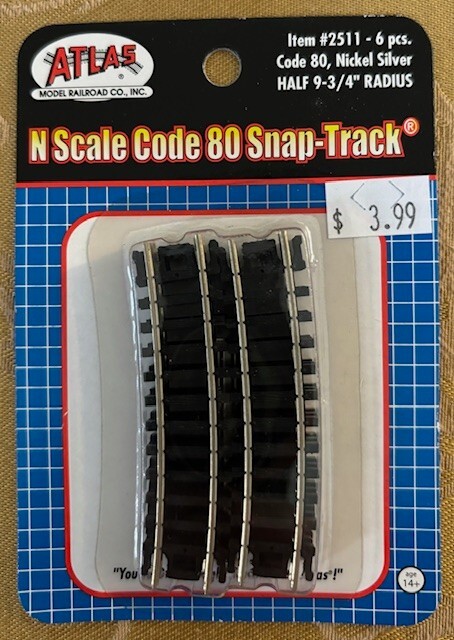 Atlas #2511: N Code 80 Snap-Track Half 9-3/4