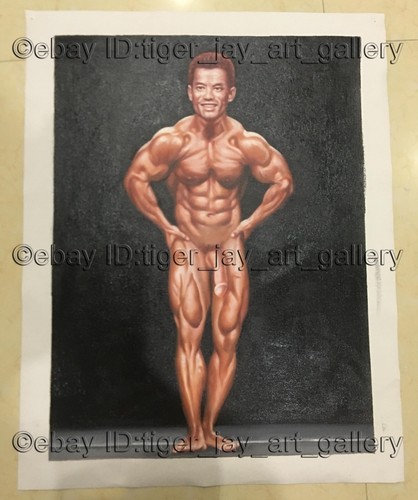 Bodybuilder campione glamour forte interesse gay modello uomo muscolo dipinto maschile