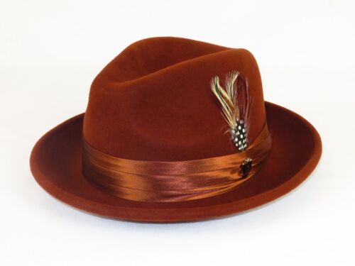 Men Bruno Capelo Hat Australian Wool Crushable Fedora Giovani UN114 Brandy Brown - Picture 1 of 4