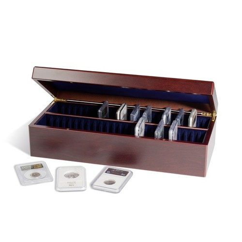 New Wood Coin Box Collector Gift For 50 Graded Coins MSLBOX50 Free US Shipping - 第 1/3 張圖片