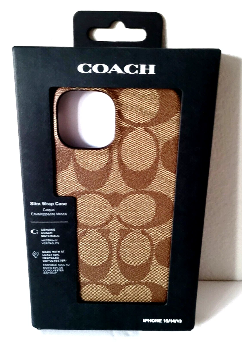 NWT COACH iPhone 15 Protective Case Signature Canvas Khaki CT676 
