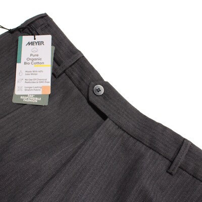 Meyer NWT Dress Pants Size 50 34 US Oslo Gray Striped Wool Blend
