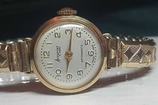 STUNNING 9CT GOLD ACCURIST MANUAL LADIES WATCH, 9K GOLD CASE & ROLLED GOLD STRAP