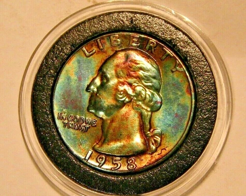 1958 WASHINGTON QUARTER UNCIRCULATED AND TONED ID NO. 21-516
