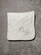 Little Me Baby Blanket Welcome to the World White Silver Gray Stars Moon Booties