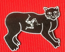 ISLE OF MAN MANX BLACK CAT BADGE IRON SEW SOW ON PATCH NY TREE CASSYN TT RACING