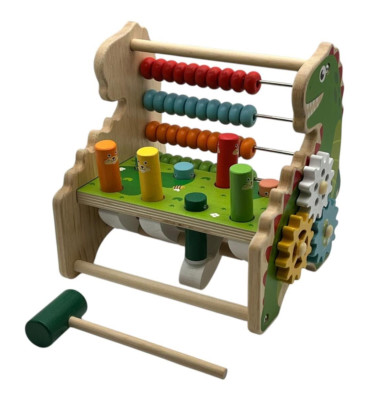 4 in 1 Holz Aktivität Dinosaurier Spielzeug Baby Abakus pädagogisch frühes Lernen 3+