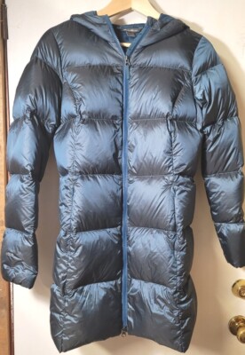 Eddie Bauer Women's Coat EB550 Down Hooded Luna Peak Down Parka Navy S