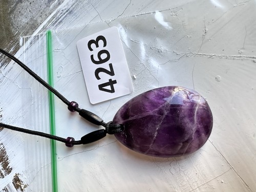 Large Amethyst Pendant On Black Cord 22’ Necklace Gemstone 4250 W - Picture 2 of 13