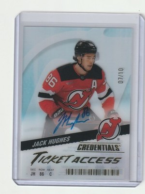 2024-25 Credentials Jack Hughes Autograph Ticket Access Acetate Gold #07/10