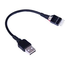 9-Pin USB Motherboard Male Header to Single 2.0 Type A Cable Black