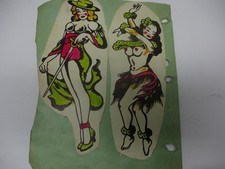 VINTAGE TATTOO FLASH HAND COLORED UNKOWN ARTIST FRONT AND BACK