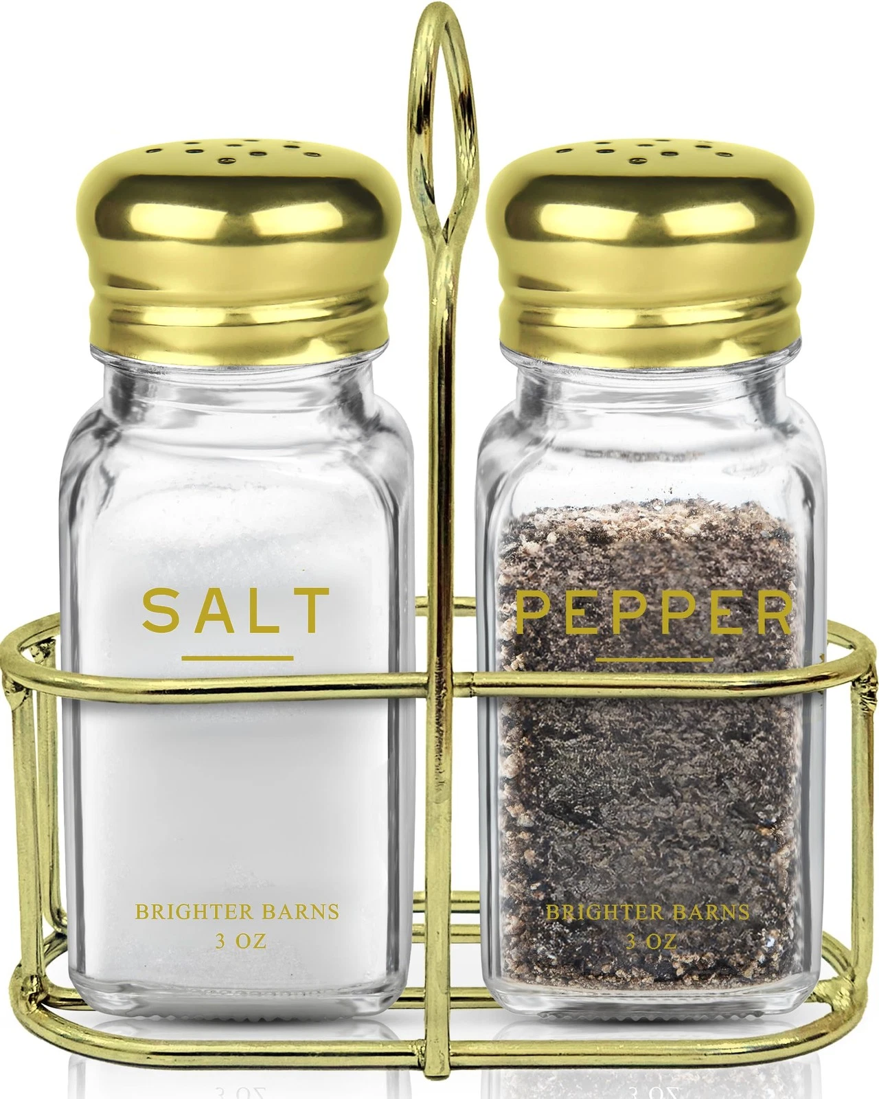 Gold Salt and Pepper Shakers Set with Holder by - Luxury Kitchen Decor & Acce...