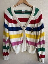 Disney 100 Mickey Mouse Sz Small Striped Cardigan Sweater Mickey EUC
