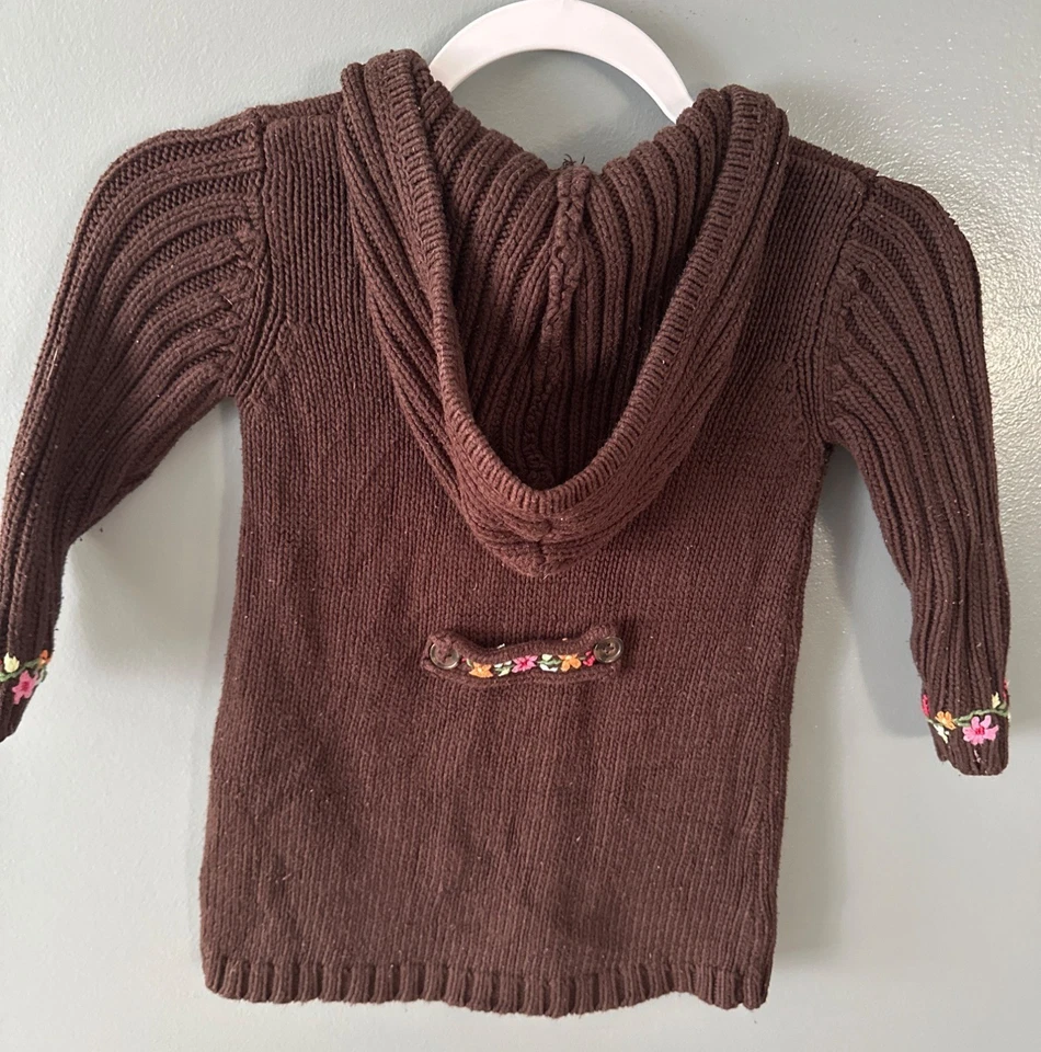 Suéter de malha marrom bordado retrô Savannah meninas 3T Y2K criança outono aconchegante - Imagem 4 de 4