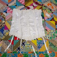 NWT Shirley Of Hollywood Corset Size 36 White Floral Lace Boned Garter Lingerie