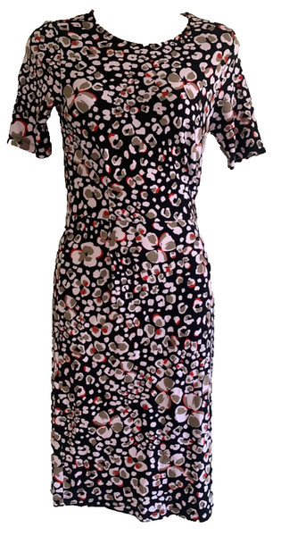 MARCS Myer Brand Dress Modern Play Skater Slip Black Patterned Midi Aline XS 6