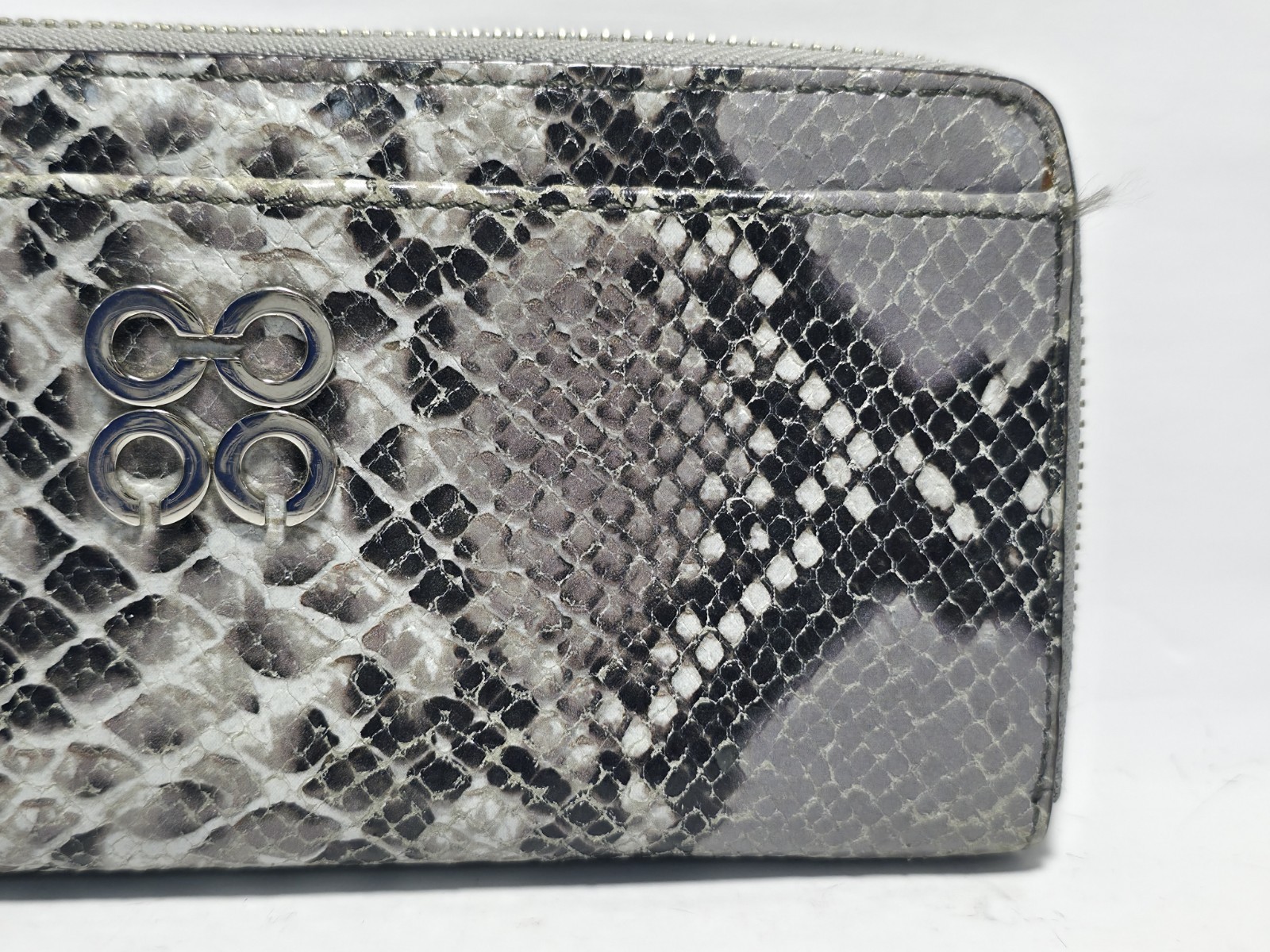 Coach Julia OP Art Embossed Python Print Zip Arou… - image 4