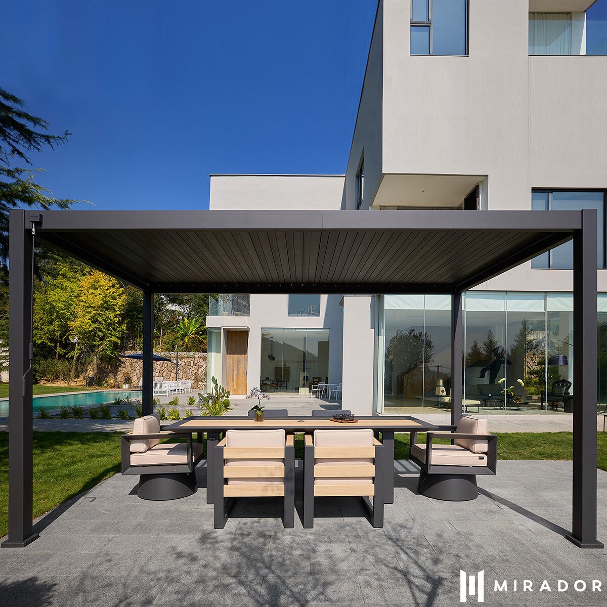 Mirador Louvered Aluminium Pergola 8.8x14.4ft Anthracite Adjustable Louvres