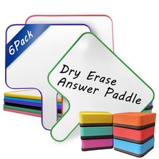 6 Pack Small Dry Erase Whiteboard- 10''X 8'' Dry Erase Paddles with Handle Do...