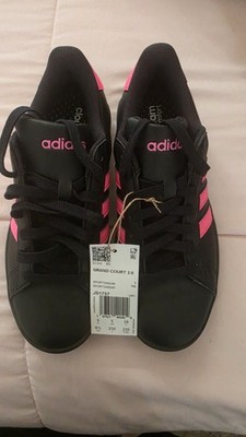 Black and Hot pink Adidas Women's Grand Court 2.0
