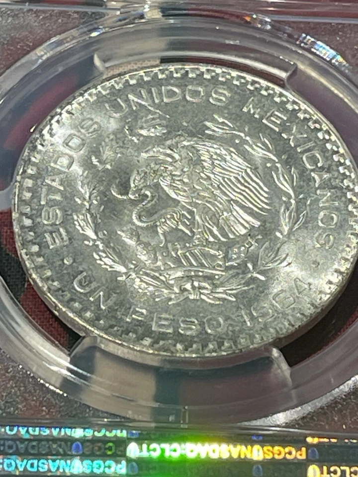 México 1964 M Pesoooooo Plata PCGS MS 66 💎💎💎 Increíblemente Bonito KM459 Foto 3 de 4