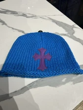 Chrome Hearts Blue Cashmere Beanie Purple Cross Brand New One Size
