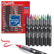 Sharpie Creative Markers, Water-Based Acrylic, Brush Tip, Assorted Colors, 12...