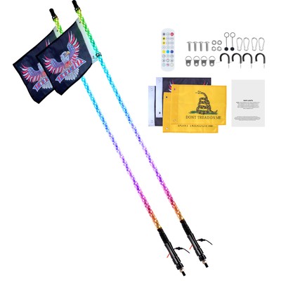 Auto LED Offroad Licht Peitschen Flagge 2 Stk. App ATV UTV RZR 3 Fuß