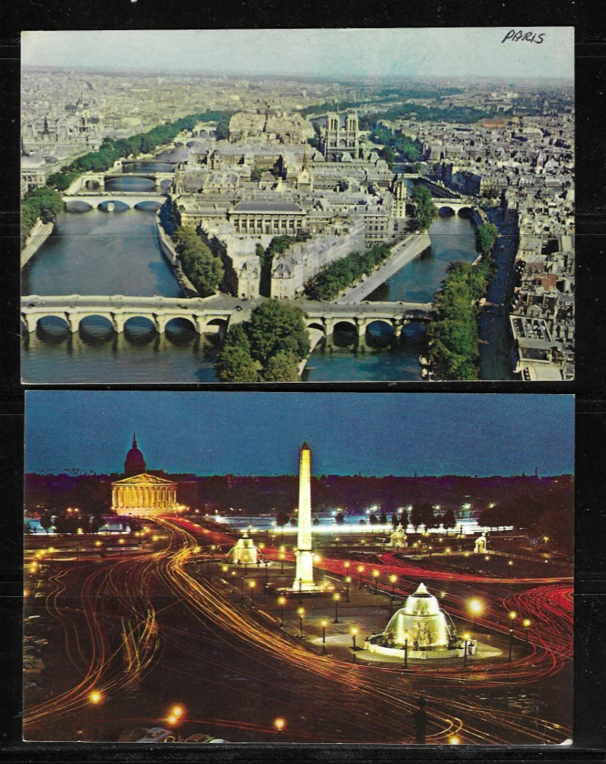 France / Paris . Two different views Of Paris on PAN AM advertising postcards