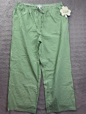 Vinyl Threads Pants Womens XL Green Check Shamrock Holiday Lightweight