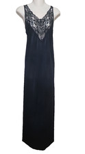 Vintage Vassarette Lingerie Nightgown Medium Black Lace Full Length Fairy Babydo