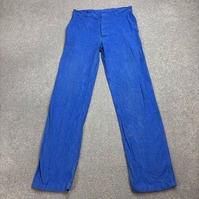 VINTAGE französische Hose Erwachsene 28 x 31 blau Arbeitskleidung lästige Canvas Utility Herren