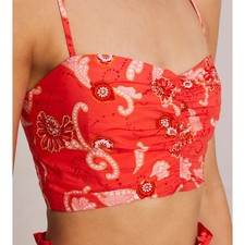 A.L.C. Arit Cotton Top cropped bandeau style red NEW SZ 10 sweetheart neck