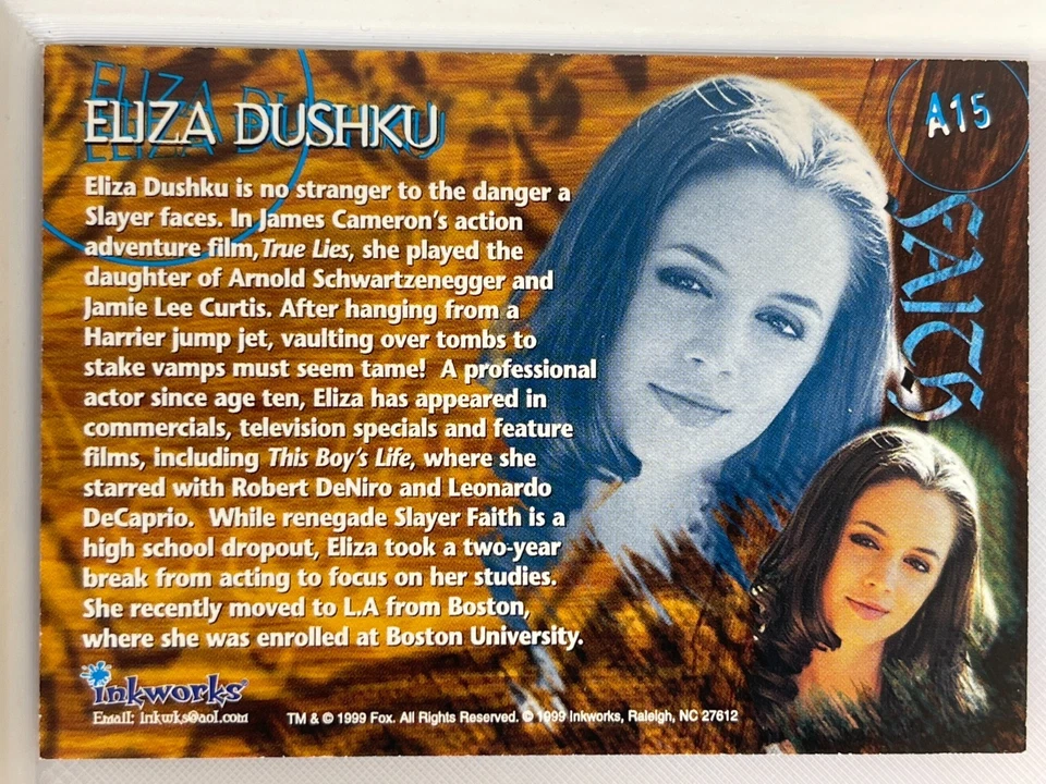 BUFFY SEASON 4 AUTOGRAPH CARD A15 ELIZA DUSHKU AS FAITH - Image 2 of 2
