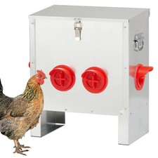 Automatic Chicken Feeder 25lbs, Galvanized Metal Chicken Food Dispenser, Rain...