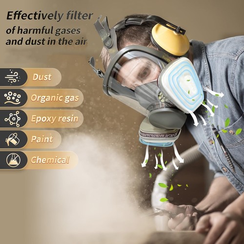 Reusable full Face Cover, Full Face Respirator Mask, Organic Vapor Gas Mask w... - Picture 2 of 7